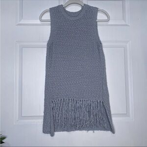 Decjuba Australia Blue Knit Fringe Sleeveless Sweater Nubby Boucle Size S-M